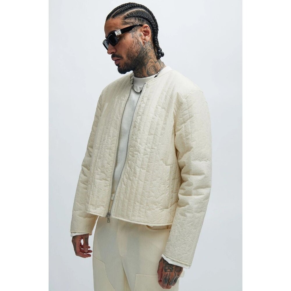 Warren Nylon Zip Jacket Off White Men's